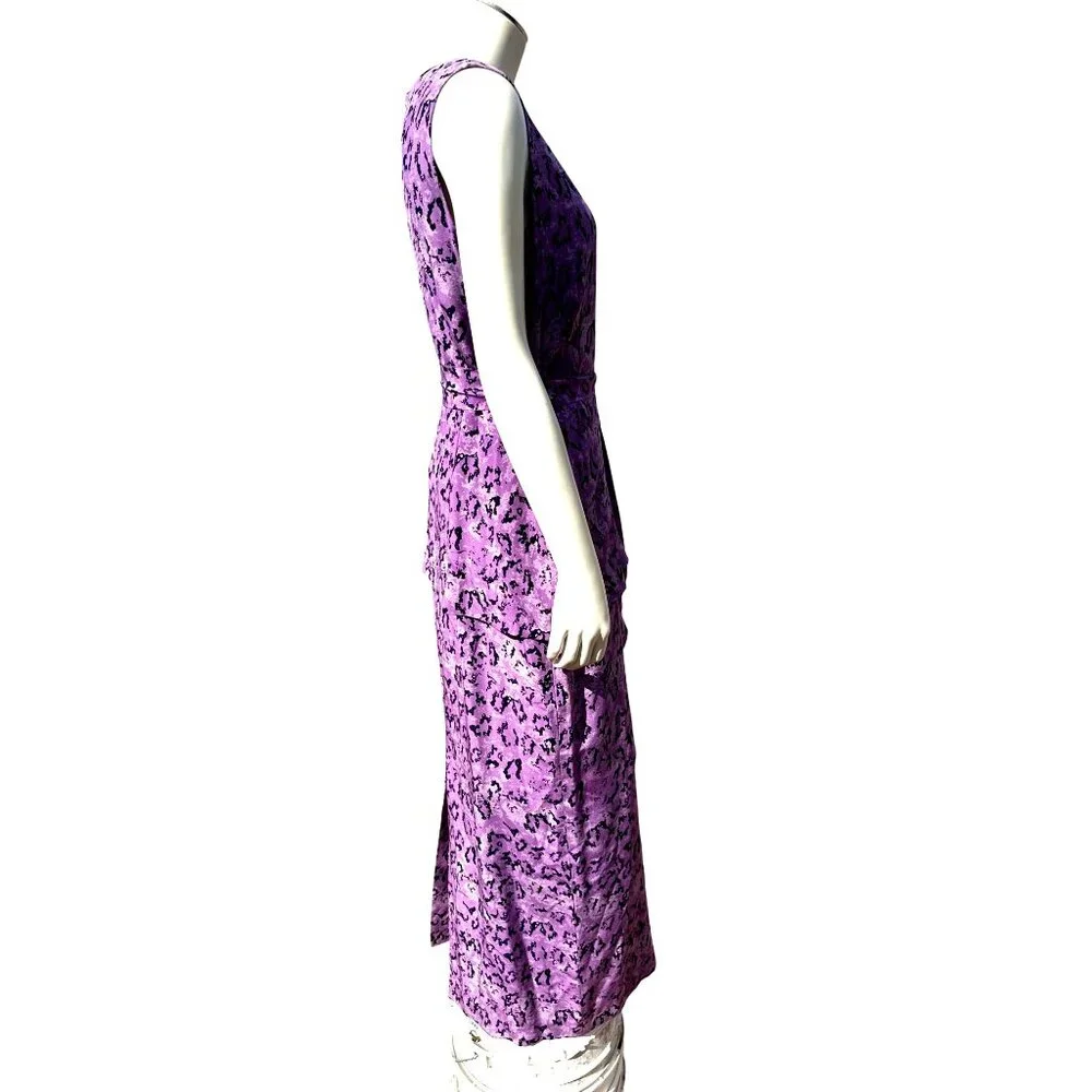 All Silk Vintage Dress by Spencer Jeremy 8 Purple Abstract Print Maxi Cocktail - Picture 6 of 11